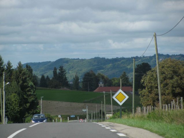 FRANCE - approaching La Tour du Pin, south east France, between Chambéry and Lyon on Route Nationale 6, September 2011.