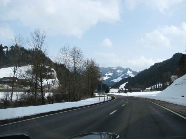 Random pic: Switzerland, March 2009. Heading cross country from Geneva to Zürich. This picture was taken to commemorate the nly patch of clear road we saw all day. But the amazing views from the Dolder Waldhaus hotel made it all better.
