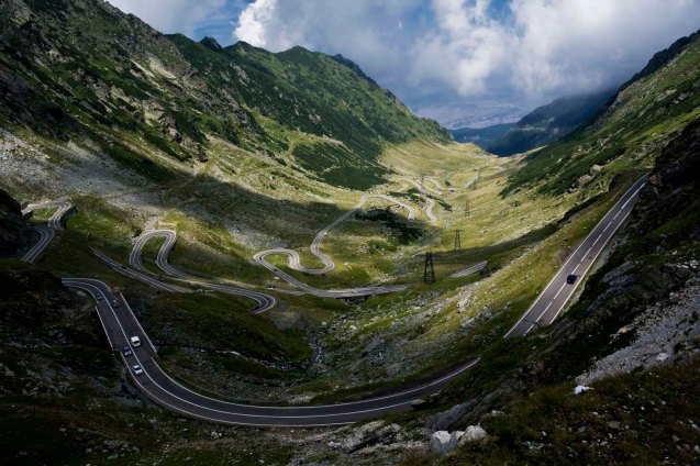 Transfagarasan - built by dictator Ceausescu in the 1970s. Photo looking north towards Sibiu from just below Lake Balea, altitude xxxxft. Running parallel X miles west is Transalpina, another spectacular road, built by the German Army in the 1940s. © Horia Varlan