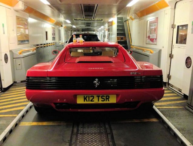 Motoring journalist Chris Harris - pistonheads.com, @Drive - shoehorns his recently purchased Ferrari Testarossa onto the Eurostar.