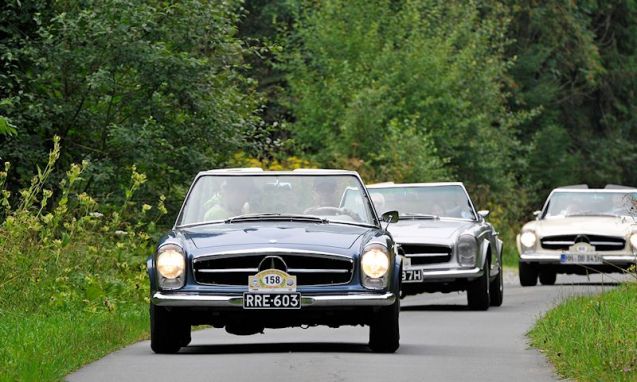 210 Mercedes-Benz Pagodas descended on the Sauerland to celebrate 50 years since the model’s launch at the 1963 Geneva Motor Show. Nicknamed after its concave roof, the Pagoda was considered to be a ladies car initially until it won the 1963 Spa-Sofia-Liege Rally. Sauerland – not to be confused with Saarland - is in central west Germany, between Frankfurt and the Ruhr. Heavily wooded and hilly rather than mountainous it is nevertheless good for skiing. The festivities centred around Willingen, its modern alpine-style Hotel Sauerland Stern and the Muhlenkopfschanze, the world’s longest ski jump where skiiers can exceed 150m.  