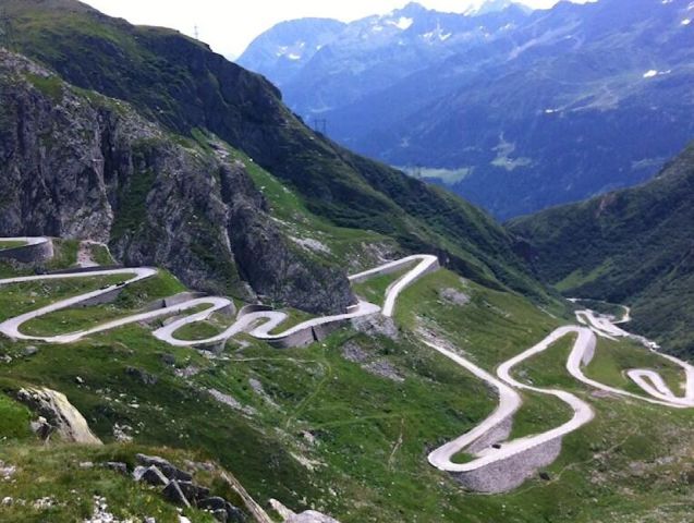The Gotthard Pass, a much, much better alternative to the tunnel (if it's open).