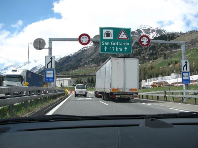 The southern entrance of the Gotthard Road Tunnel in Ticino, Switzerland. Photo DriveEurope.