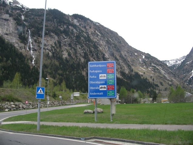 We should have learned a lesson. A year later we made a second attempt on The Loop, in late May this time. We thought we'd check out the Gotthard Pass anyway only to find massive ice blocks sliding out into the road. Open passes might not guarantee panoramic views but they definitely close them for a reason.