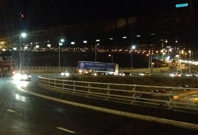 Traffic on Jubilee Way, the flyover down to the roundabout outside Dover Docks was blocked for several hours ast night