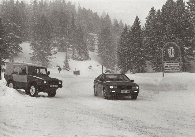 In January 1978, Audi engineers demonstrated a revolutionary idea in front of the company’s board of directors: a four wheel drive road car. Previously the preserve of cumbersome all-terrain vehicles - indeed it was the way the 75bhp Iltis military vehicle embarrassed high powered road cars on a previous test in Sweden that sparked the idea in the first place - the way the quattro dealt with the fearsome snow covered Turracherhohe convinced everybody that four wheel drive was the way to go.