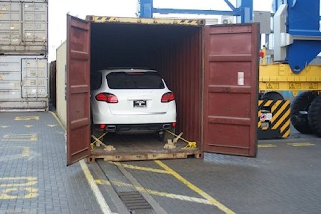Lithuania – absolute weirdest story of the day. Customs officers in Klaipeda decided to investigate further after finding two ageing 4x4’s inside a shipping container. According to the documentation they were en route from the US to Afghanistan. Further investigation revealed a brand new Porsche Cayenne and unspecified Land Rover, both stolen in America. Officials suspect an inside job. One person has been arrested. Picture courtesy 
