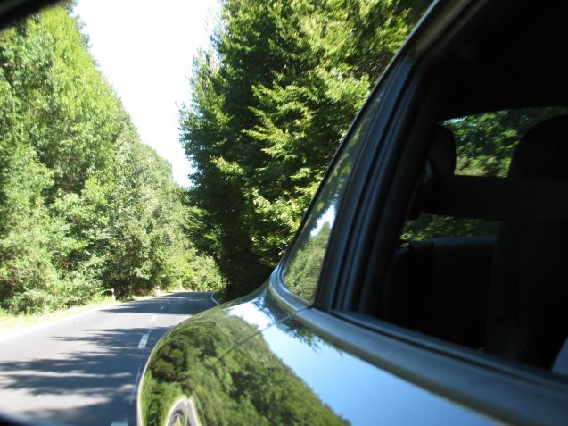 Hungary’s highest point is Kekes, northeast of Budapest, at 1,014m. The Bakony Mountains which lie in a thick line to the north of Lake Balaton top out at 706m. We gently wind our way up and over, the forest and vegetation so thick either side of the road there’s no view.