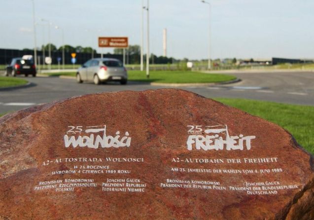 25 Years: the Polish and German presidents held a ceremony to mark twenty five years since the country's first free elections with a commemorative stone on the A2 Berlin-Lodz-Warsaw motorway.