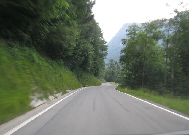 We headed six miles east on the rest of L93, the Damuels-Au road (14%, 1428m), to the B200 back to Dornbirn/Bregenz. Due west from Damuls however is L51, Austria’s own Furkajoch (14%, 1761m) running 20 miles to the A14 north of Feldkirch. East from Au on the B200 is Hochtannberg (14%, 1675m) then south on B198 through Lech is Flex Pass (10%, 1784m).