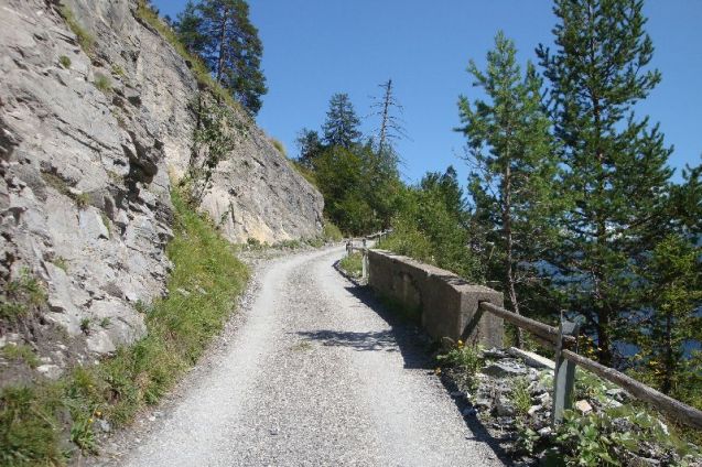The road south between Vattins and Tamins (also on the A13 motorway) is Kunkelspass. It might only top out at 1357m (4452ft) but the gradients reach 20%. As the southern section passes across scree slopes only off-road vehicles are allowed to use it, and even then not without paying a €15 management fee to the local council for permission. Sounds interesting.