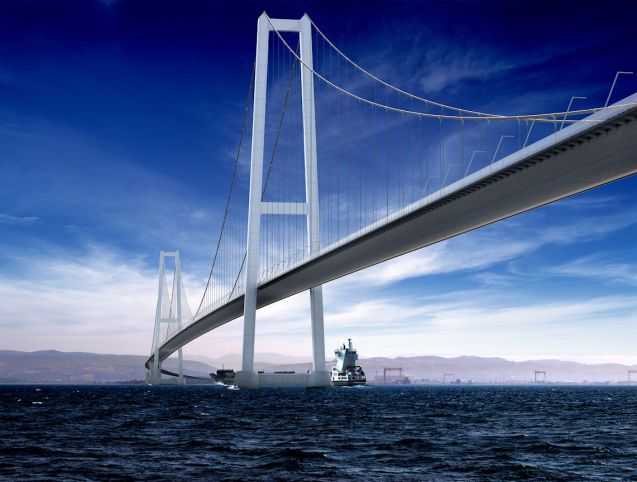 Izmit Bay Bridge: the world's longest suspension bridge? More later.