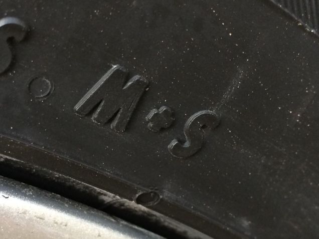 Freshly fitted M+S - mud and snow - marked All-Season tyres.