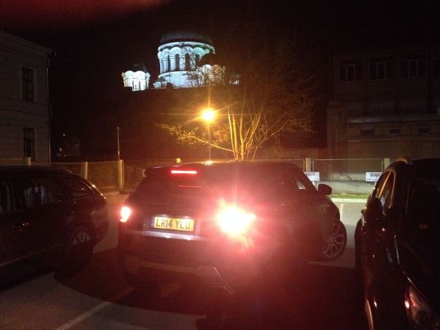 Puling up to the Park Inn at Kaunas after a fantastic but exhausting round-the-clock drive on rural roads across northern Poland. That's St Michael the Archangel Church at the top of the city's 1km long shopping street, but it's dwarfed literally and figuratively by some of Kanas' other buildings. You must go.