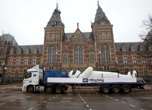#BigStig outside the Rijksmuseum in Amsterdam, on the way to Poland.