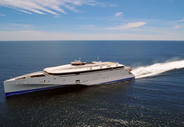 Condor Ferries is offering free upgrades to Ocean Plus on its brand new Condor Liberation fast ferry for National Ferry Fortnight, see below. Photo courtesy of Austal.