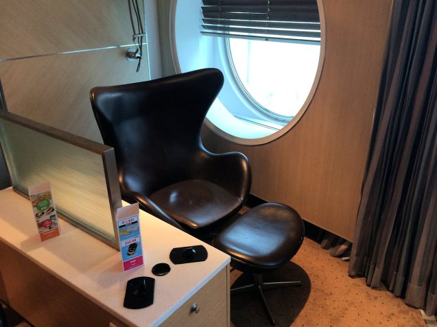 It's Danish functionalism for the DFDS First Class lounge while P&O opts for German modernism with Mies van der Rohe Barcelona chairs.