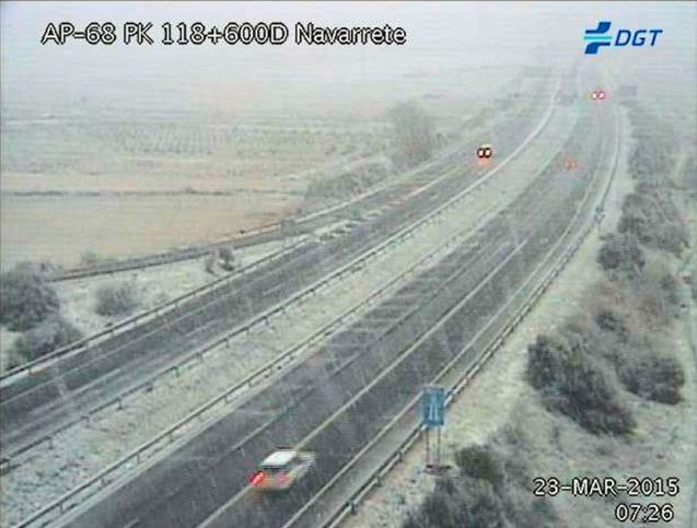 Unexpected but moderate snow in north east Spain this morning – pictured AP-68 Zaragoza-Bilbao via DGT.es - reminds that spring is not here yet. Up to 7cm of snow is expected over the next few days in the area, mainly above 1200m. Meanwhile, as Finnish police told drivers last week it is too early to change from winter tyres, their Luxembourg colleagues say exactly the same thing today. The law in the Duchy says winter tyres - or M&S marked all-season tyres - must be used in snow or ice conditions. In practice that means when temperatures are consistently above 7⁰C, in line with the O to O rule (October to Easter – Oktober bis Ostern). Already today there were ice warnings across northern France.