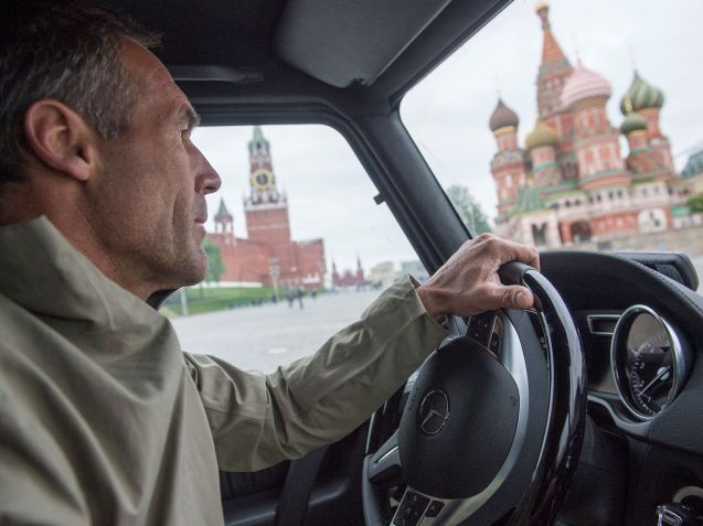 Adventurer Mike Horn drives a Mercedes G-Glass from Switzerland to the Himalayas via Moscow. More later.
