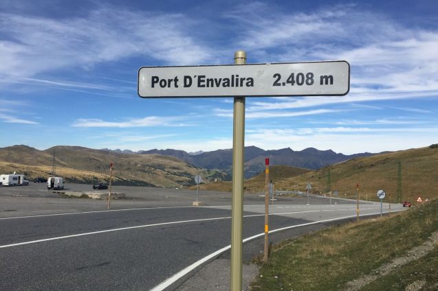 Port D'Envalira 2408m (7900ft), the highest paved road in the Pyrenees and easterly access road into Andorra. Bypassed by the tolled 3km Port D'Envalira Tunnel.