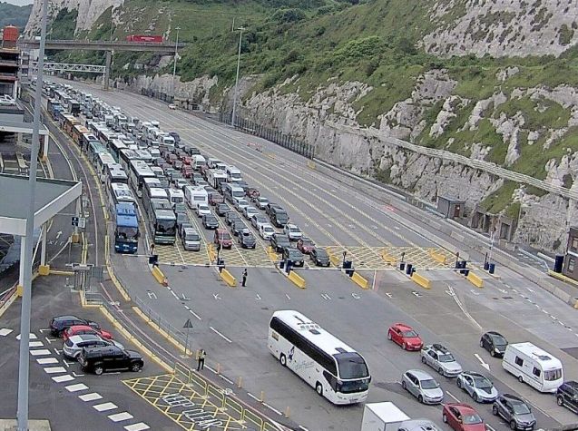 Enhanced security checks during the Euro16 football tournament are really starting to bite on the British side of the Channel. Delays were expected at the weekend, but drivers waited for up to ninety minutes this Monday lunchtime, with three days still to go until the next England match (against Wales in Lens near Lille on Thursday afternoon). Drivers heading for Le Mans are also affected. Peter Adams arrived at 12:30 for the 13:55 sailing but missed the boat due to the queue. ‘It's wise to get here much earlier than usual,’ he told us. P&O says it will put delayed passengers on the next available sailing. However, by around 15:00 it seems the queue had disappeared. Photo @POFerriesUpdate 