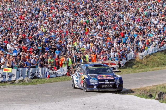 Slippery in the dry and treacherous when wet, the infamous tank proving ground ‘Panzerplatte’ waits to catch out the world’s best rally drivers at this weekend’s Rallye Deutschland. Like Finland’s Ouninpohja, Panzerplatte is one of the sport’s toughest challenges. Concrete ‘Hinkelsteins’ line the kerbs on the ‘maze’ of roads running through the 10,000 hectare military area at Baumholder, between Frankfurt and Saarbrucken in western Germany. Photo @VolkswagenMotorsport